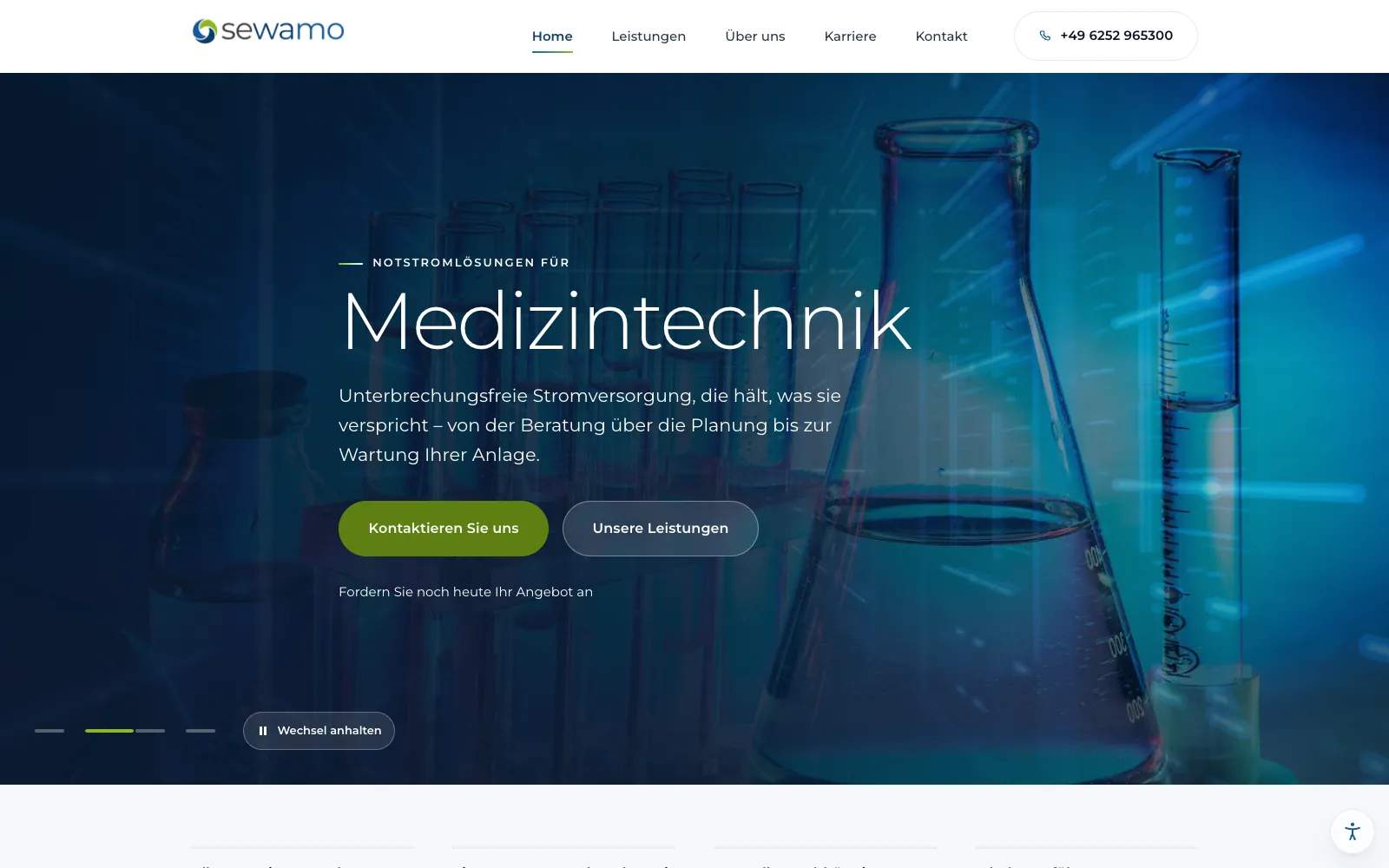 Karriereseite der Sewamo GmbH mit Bergpanorama und „Wir suchen Gipfelstürmer“